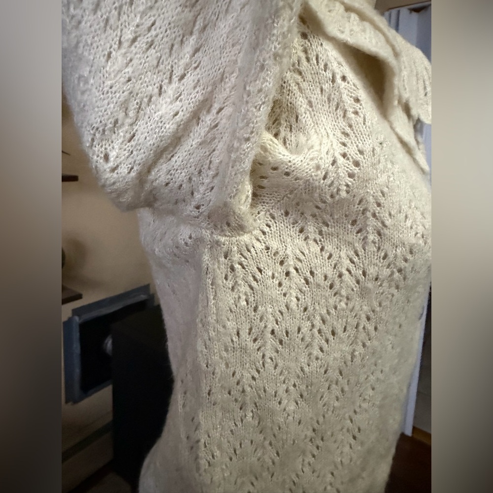 MANGO Openwork Baby Doll Neck Cardigan in size Small - Picture 11 of 16